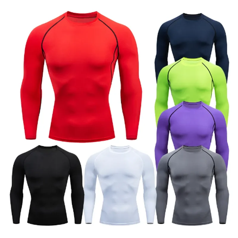 2025 Compression T Shirt Men Summer Sportswear Running T-shirt Elastic Quick Dry Sport Tops Tee Athletic Gym Workout Shirts Men