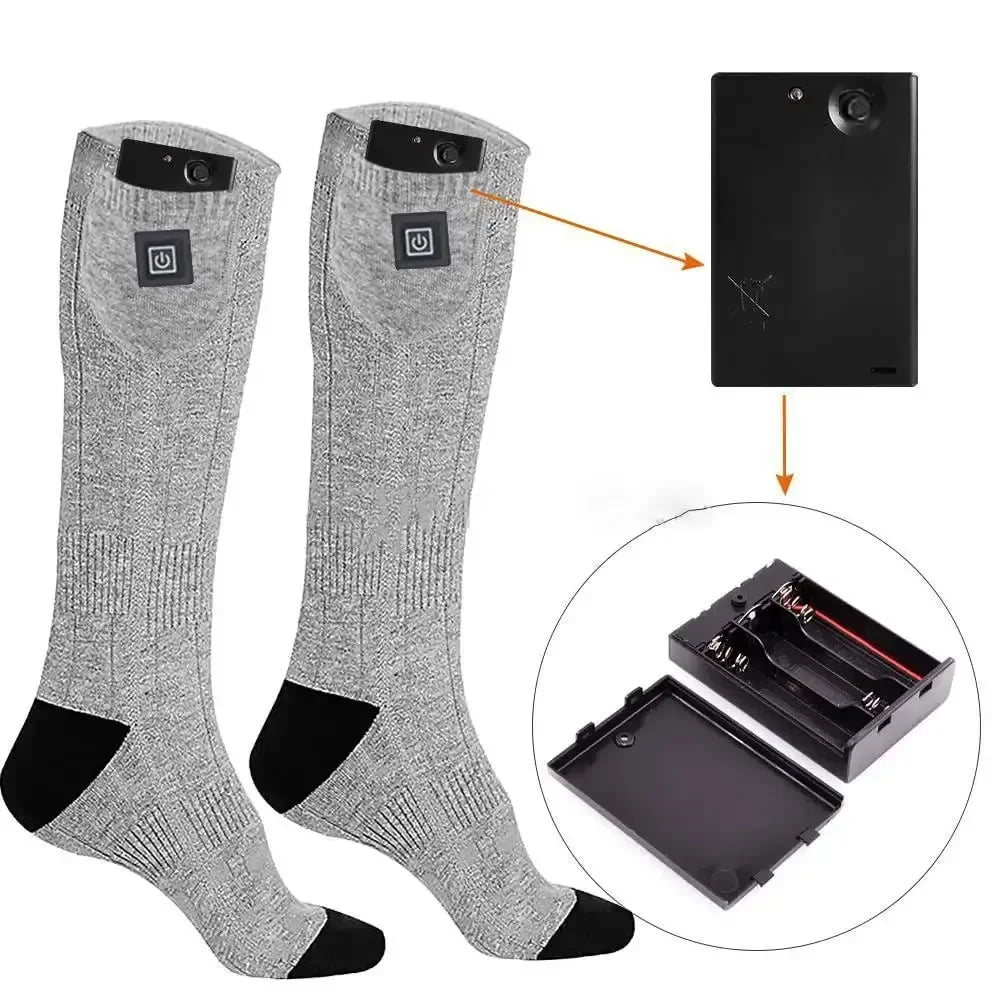 Heating Socks with Battery Box Rechargeable Anti-Cold Men Thermal Heated Foot Warmer Outdoor Camping Ski Sports Winter