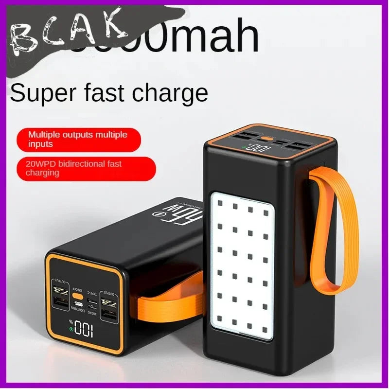 500000MAH 100000mah 200000mah 300000mahPowerbank Fast Charging Real Capacity BCAK with Built-in Cable Super Large Capacity