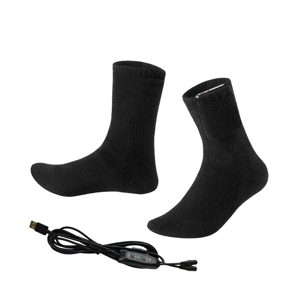 Heated Socks USB Electric Heating Warm Comfortable for Ski Snowboarding Winter Sports Outdoor Activities Travel Camping Home