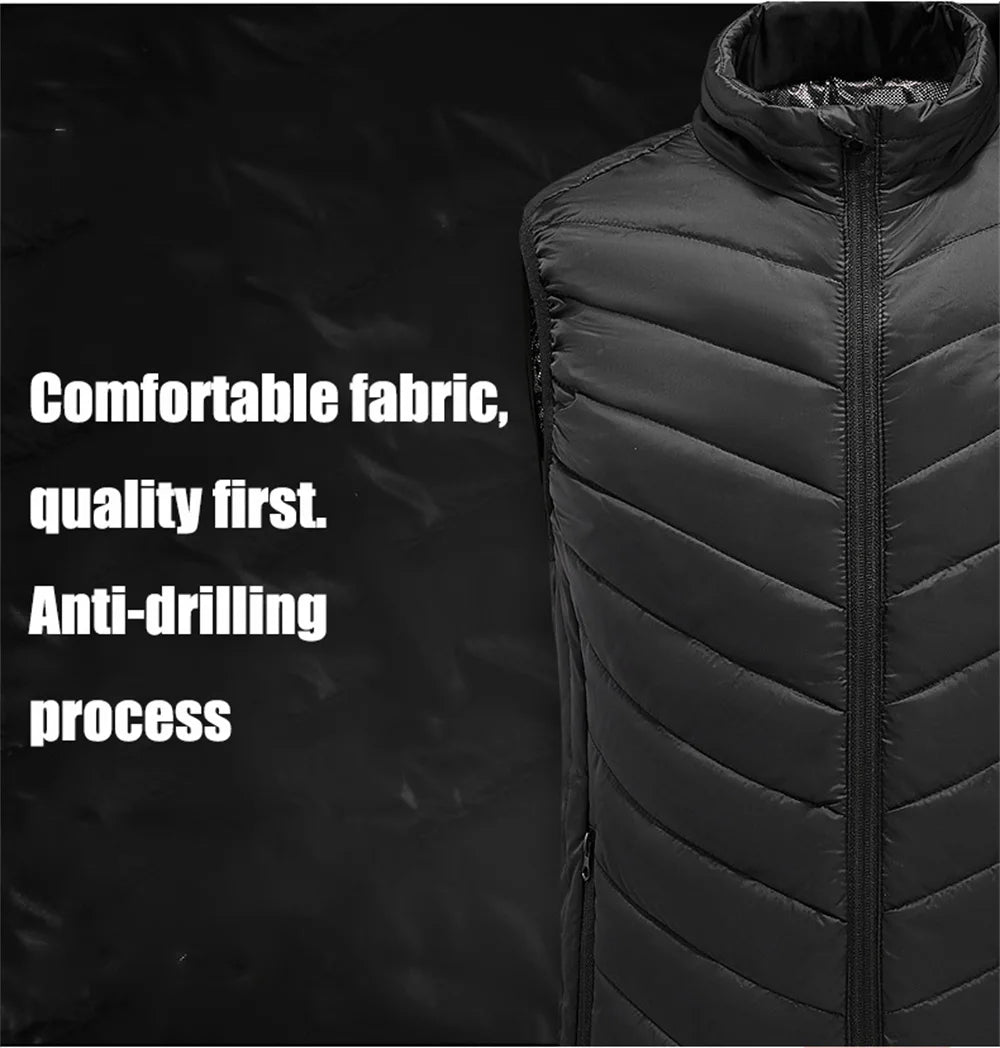 Heated Vest for Men and Women, USB Heated Jacket, Sportswear, Coat, Outdoor, Hunting, New, 9 Areas, 4XL, Winter