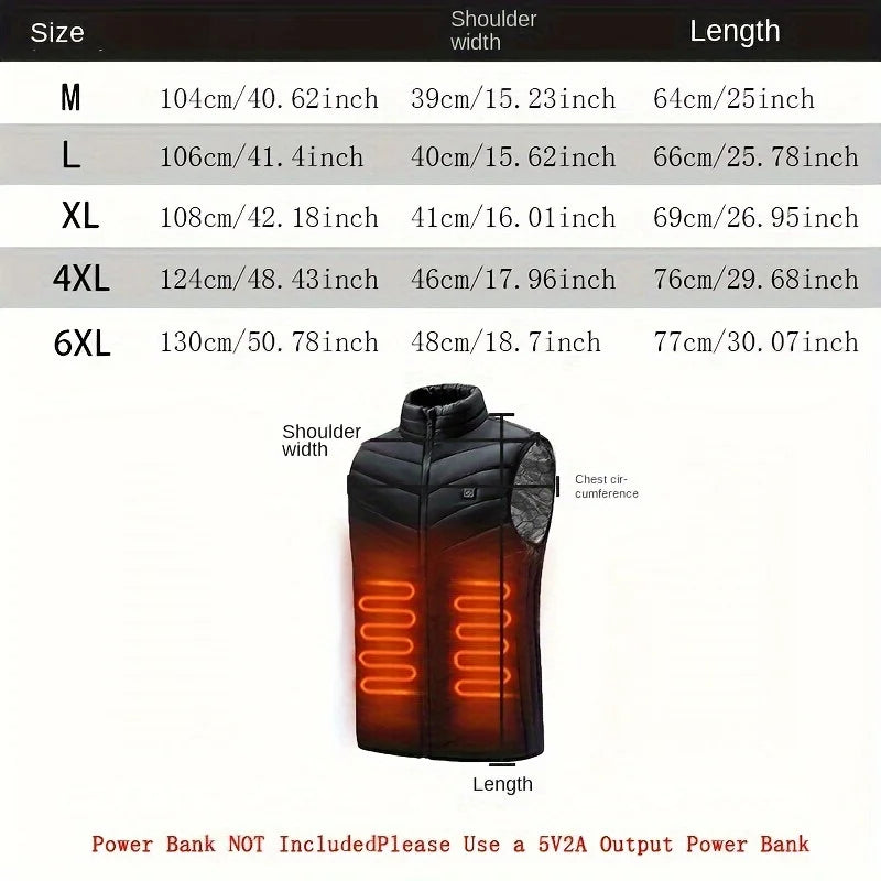 Electric Heated Vest with Carbon Fiber Heating, Full-Body USB Constant Temperature Vest for Men and Women, Heated Cotton Vest, 4 Heating Zones, Can Be Seen Clearly, Keep Warm This Winter (Battery or Power Bank Not Included)