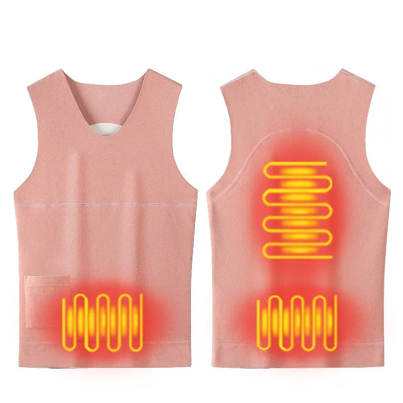 Heated Jacket Men Women Warm Seamless Vest USB Self Heating Jacket Ski Camping Hiking Heated suede Winter Clothes Washed