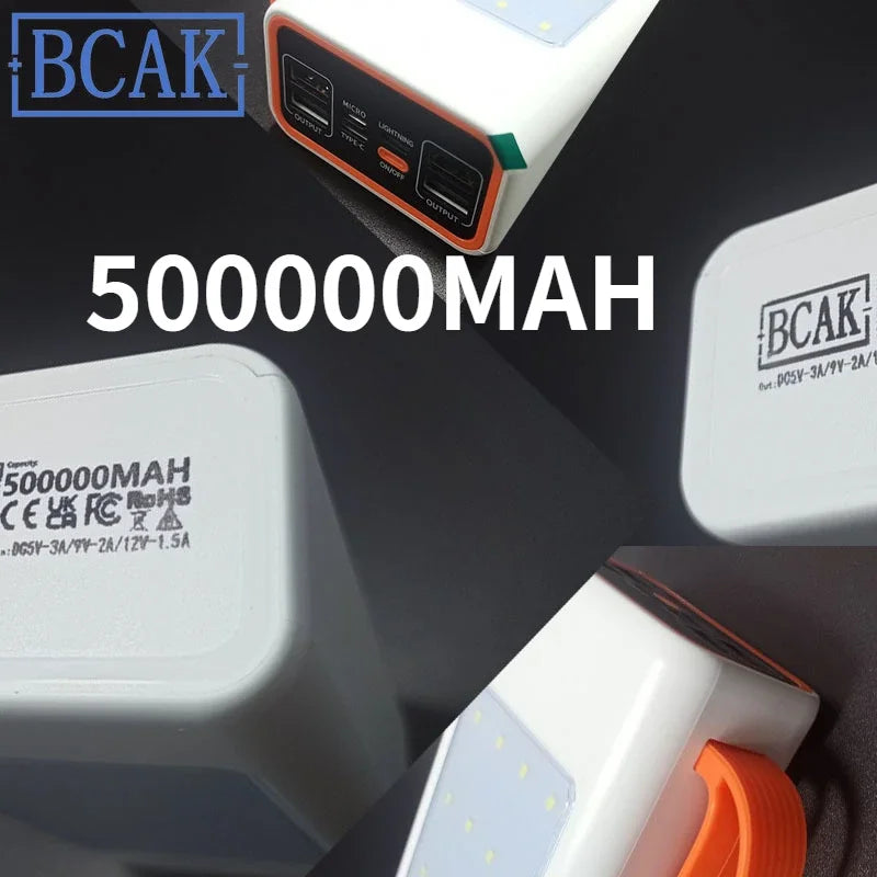 500000MAH 100000mah 200000mah 300000mahPowerbank Fast Charging Real Capacity BCAK with Built-in Cable Super Large Capacity
