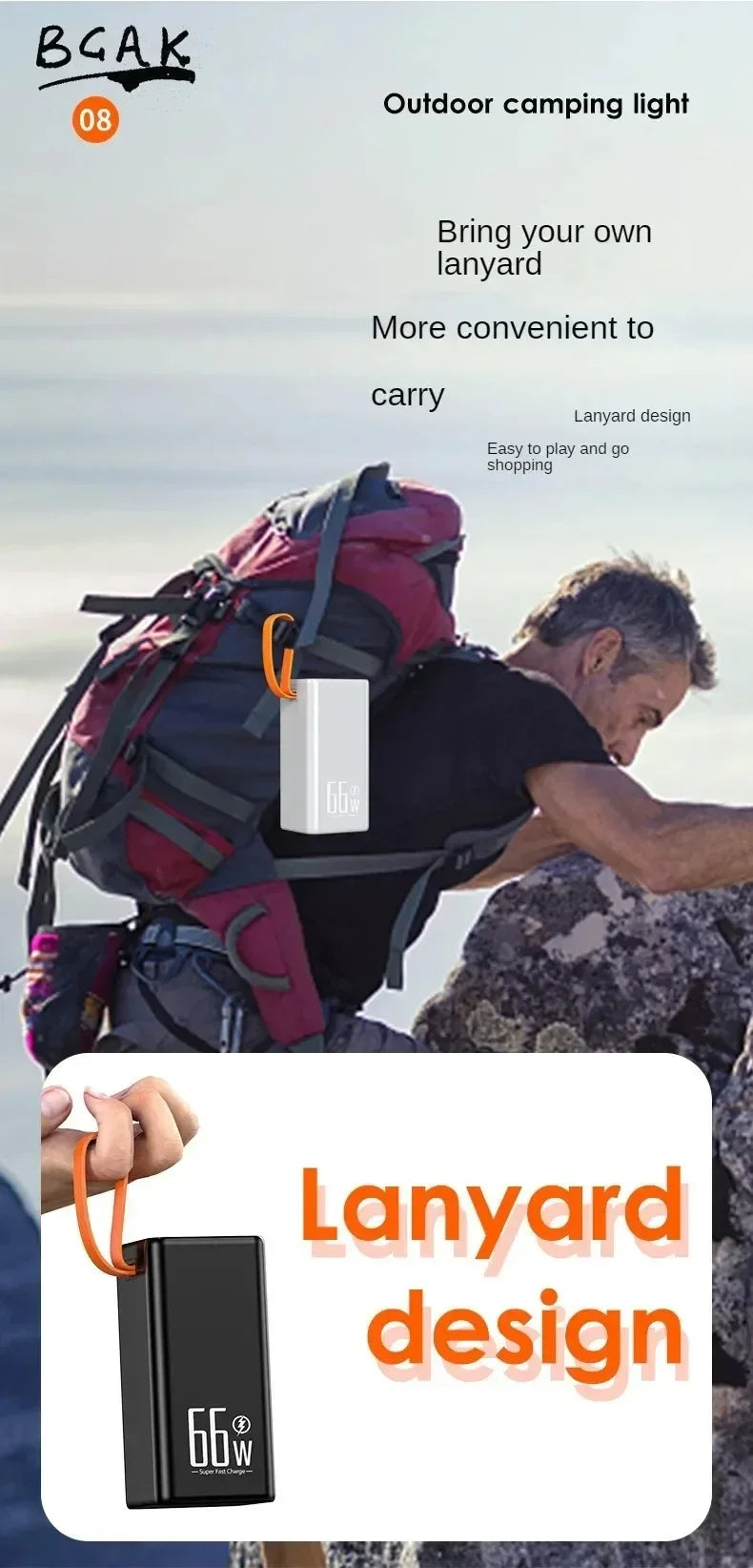 500000MAH 100000mah 200000mah 300000mahPowerbank Fast Charging Real Capacity BCAK with Built-in Cable Super Large Capacity