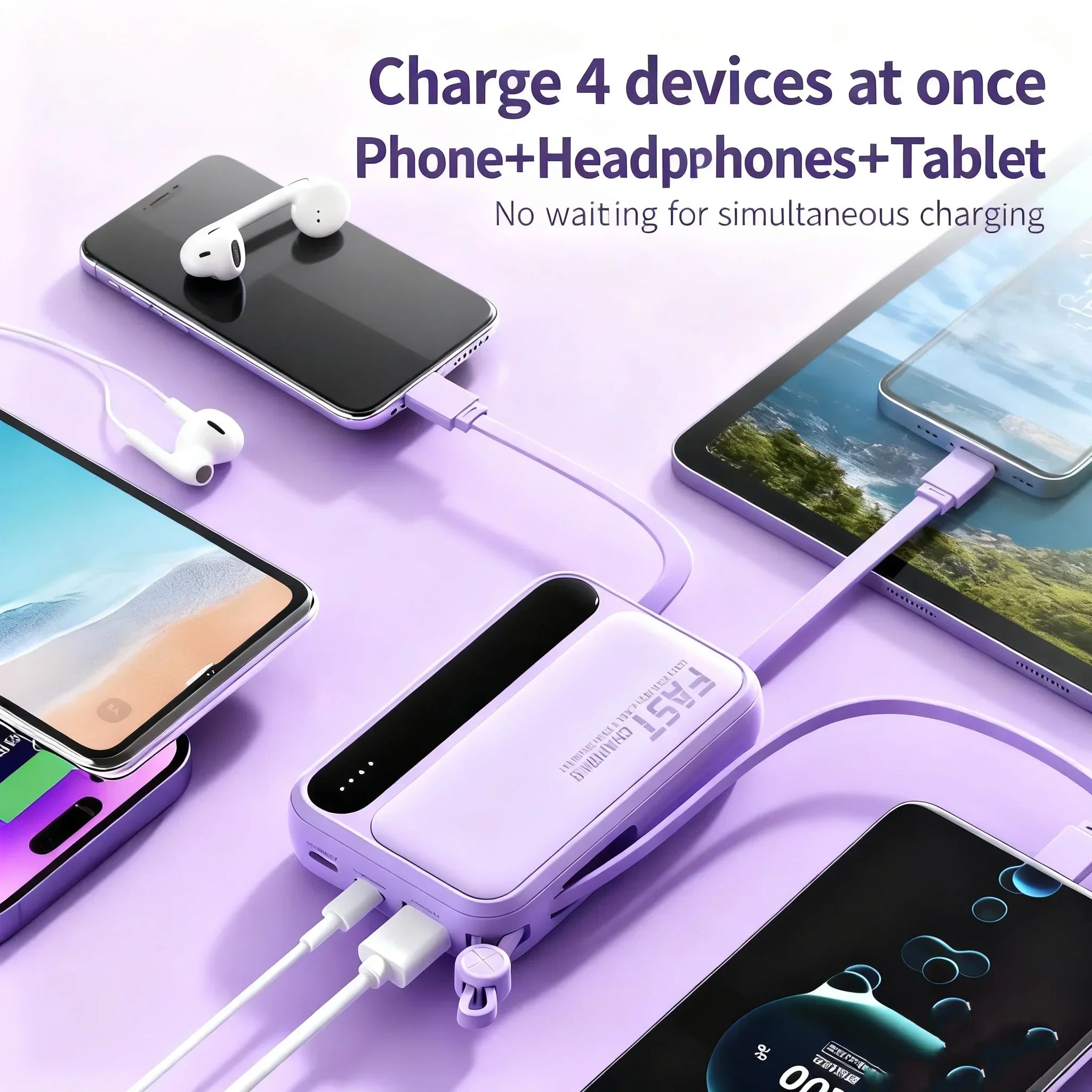 Large Capacity 500000mAh Power Bank 120W 4-in-1 Cables Intelligent Digital Display Portable Powerbank for iPhone