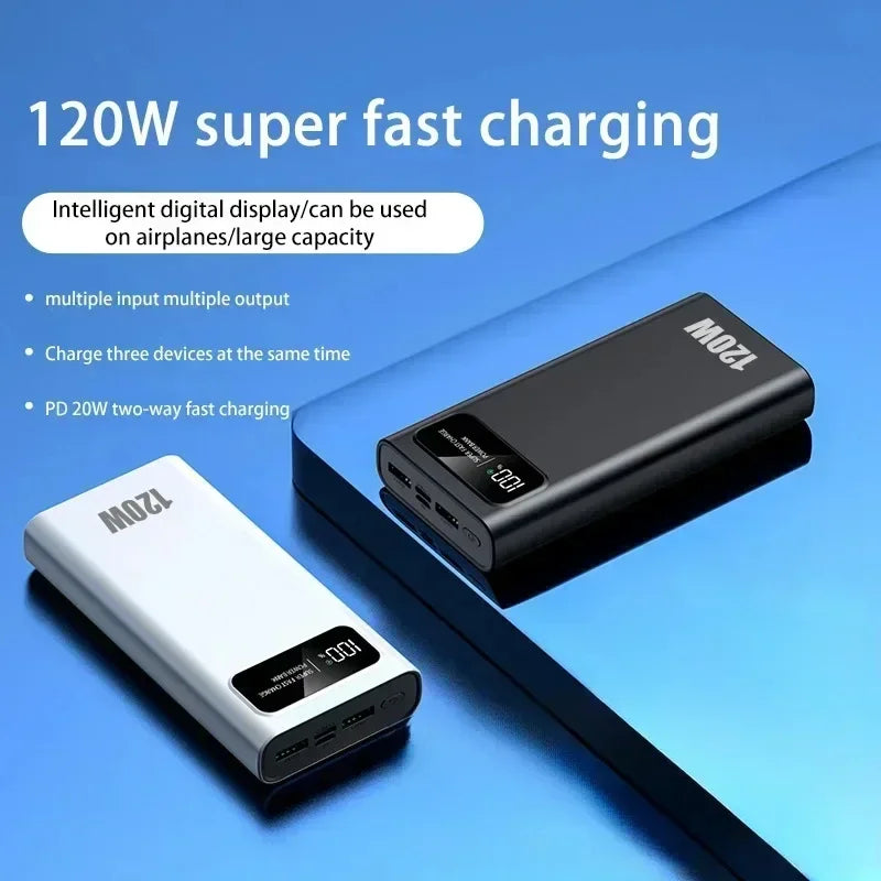 500000mAh 120W Super Fast CharginPower Bank g Portable Mobile Power Ultra large Capacity Digital Display External Battery 