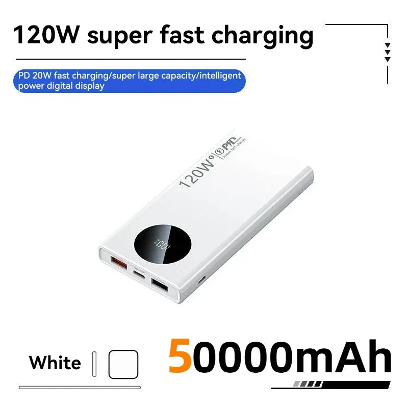 200000mAh Power Bank 120W Super Fast Charging Power Bank High Capacity External Battery With Digital Display For Iphone Xiaomi
