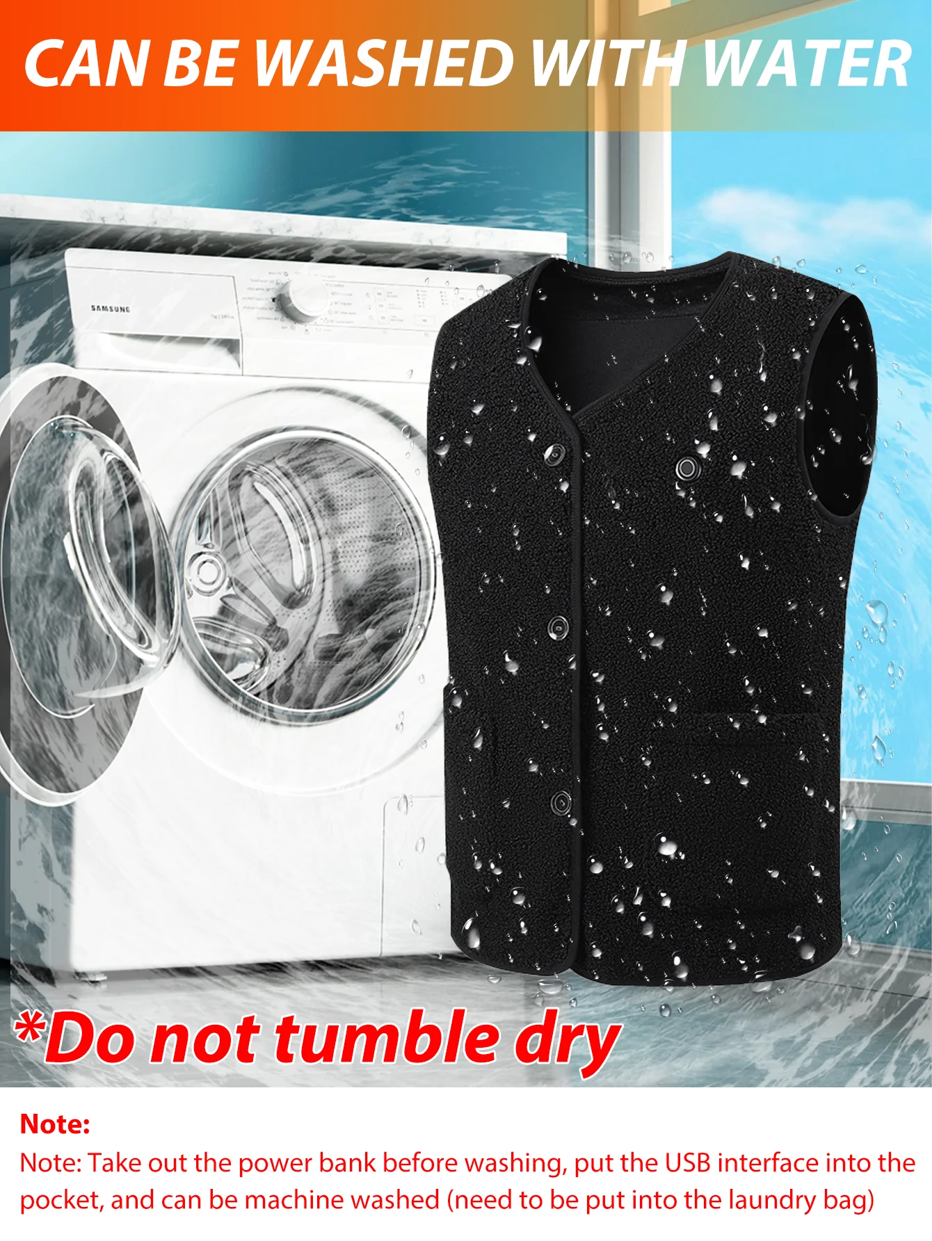 16 Areas Heated Vest Teddy Velvet V-neck for Men Women USB Electric Temperature Control Vest 3-speed Adjustable Heating Jacket