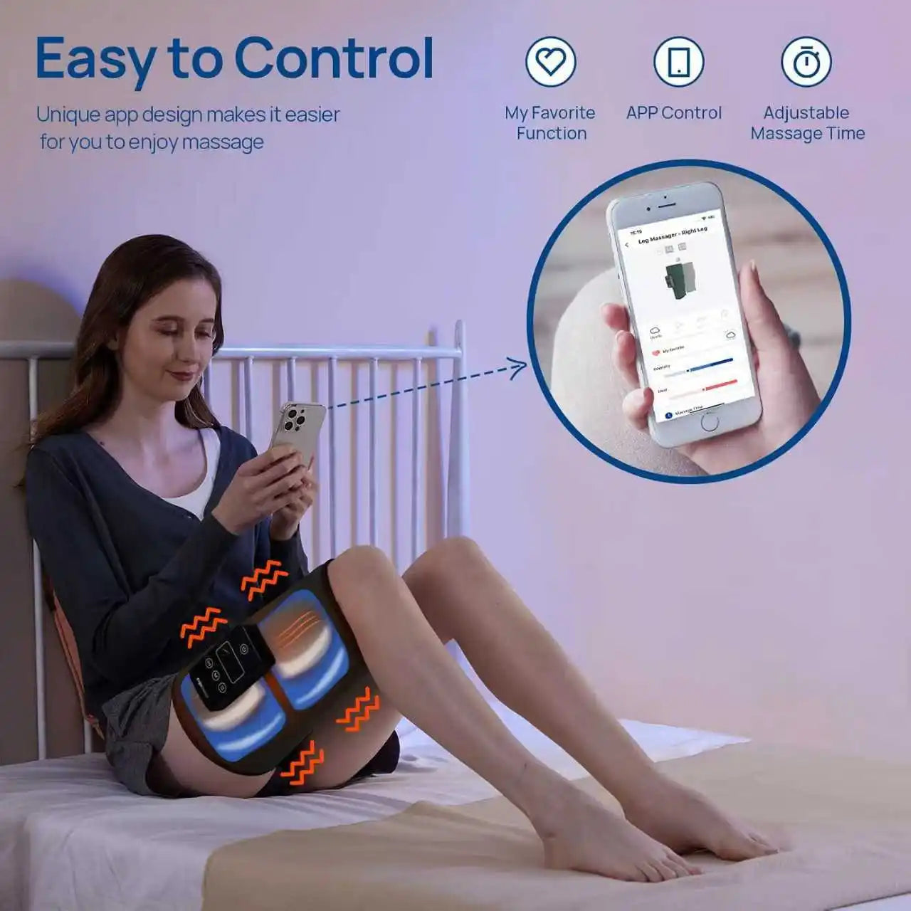 Leg Massager with Heat and Compression, Legs Massage for Circulation and Pain Relief , Heating Calf Leg Air Compression Massager