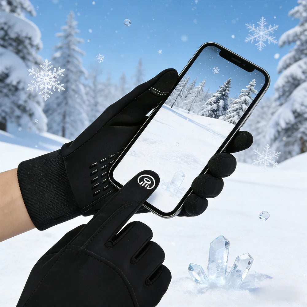 Thermal Touchscreen Cycling Gloves Windproof Water-Resistant Winter Bike Gloves with Anti-Slip Grip