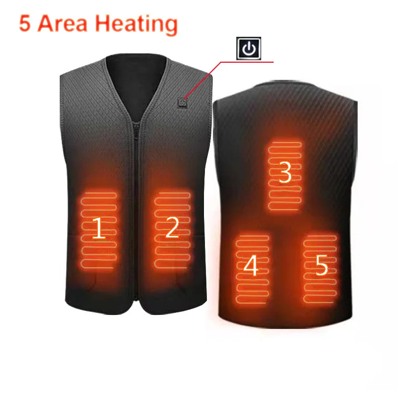 16 Areas Heated Vest USB Infrared Heating Vest Jacket Unisex Winter Electric Heated Vest Outdoor Sports Hiking Oversized M-4XL