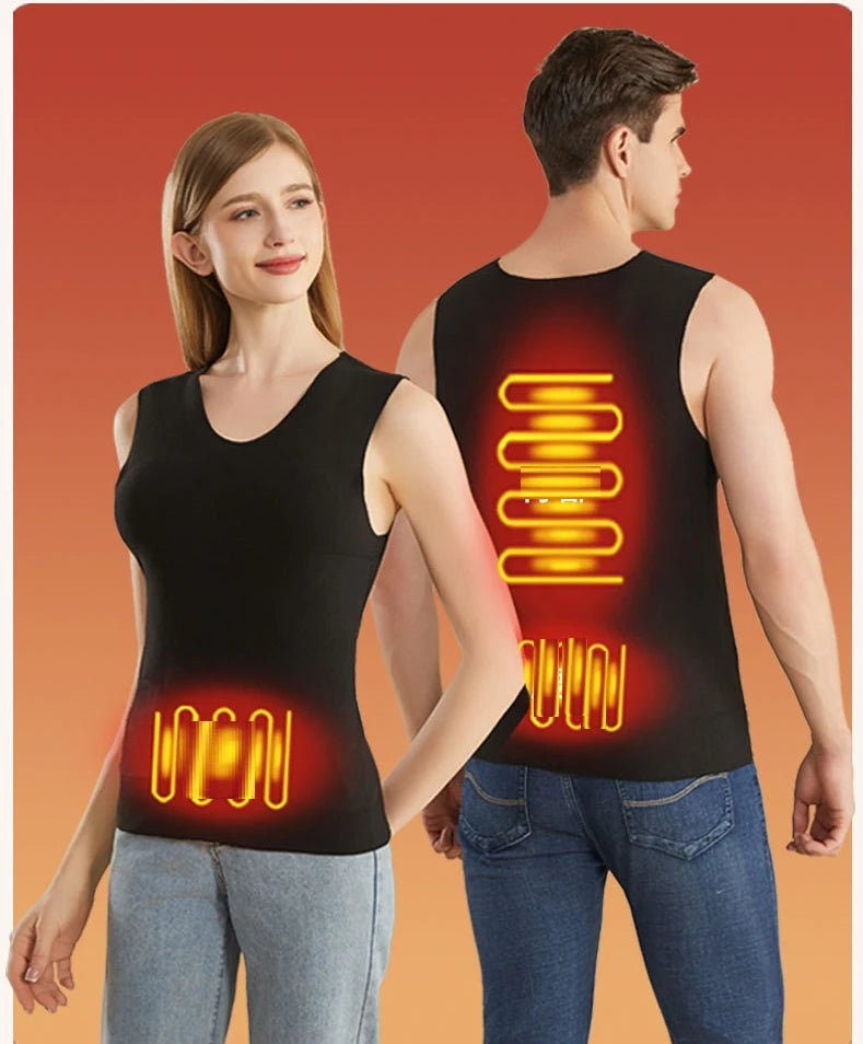 Heated Jacket Men Women Warm Seamless Vest USB Self Heating Jacket Ski Camping Hiking Heated suede Winter Clothes Washed