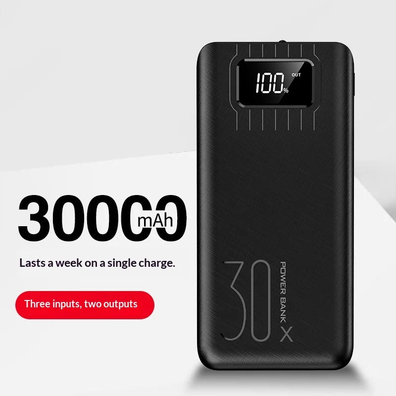 Power bank with a large capacity of 30000 mAh fast charging for mobile phones mobile power bank charging digital display