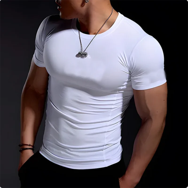 2025 Compression T Shirt Men Summer Sportswear Running T-shirt Elastic Quick Dry Sport Tops Tee Athletic Gym Workout Shirts Men