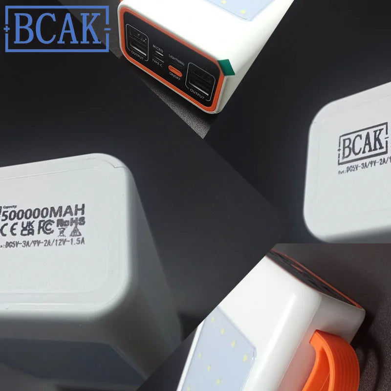 500000MAH 100000mah 200000mah 300000mahPowerbank Fast Charging Real Capacity BCAK with Built-in Cable Super Large Capacity