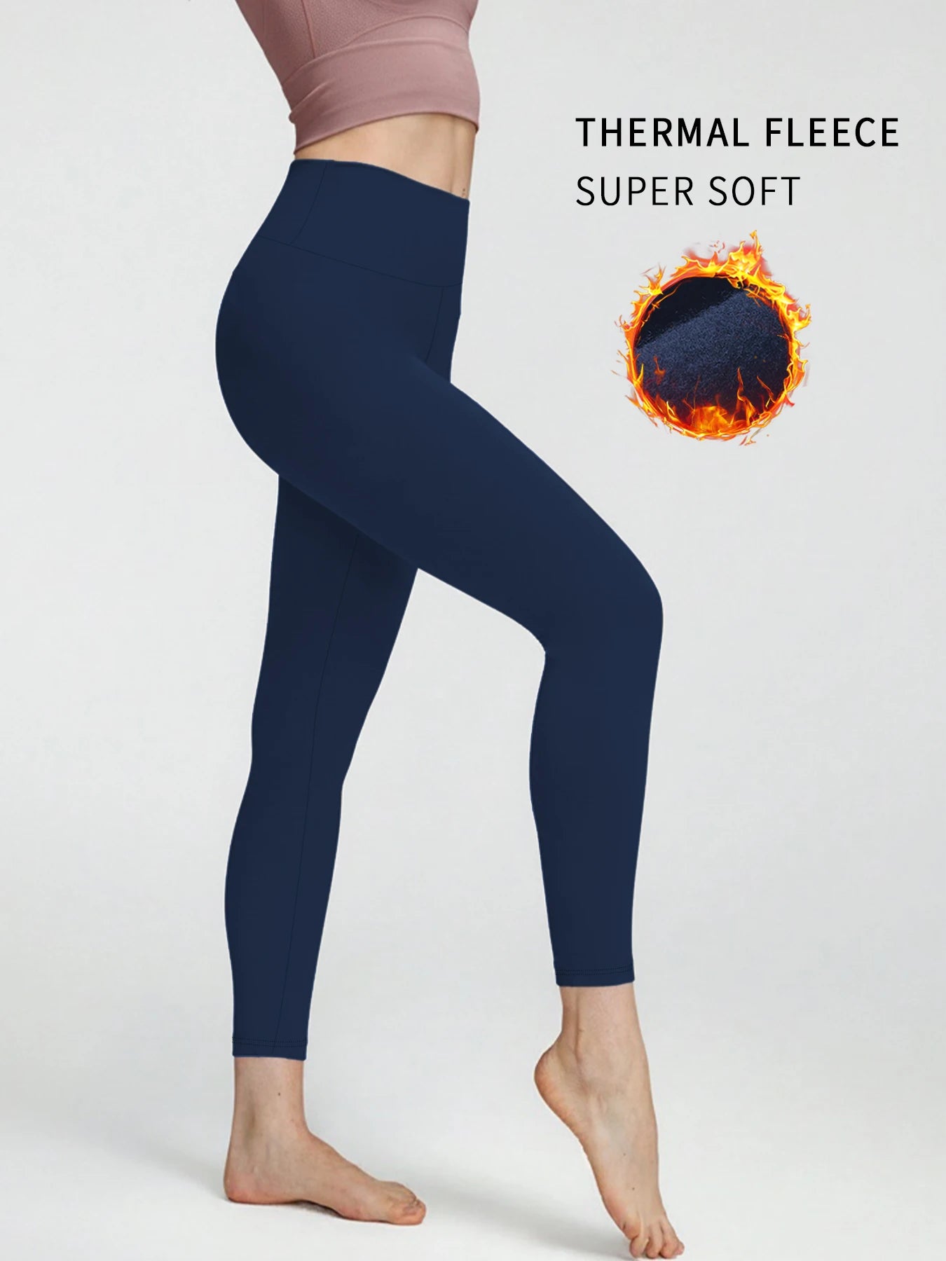 Thermal leggings for women featuring fleece lining and high waist design. Perfect for winter running and outdoor workout comfort