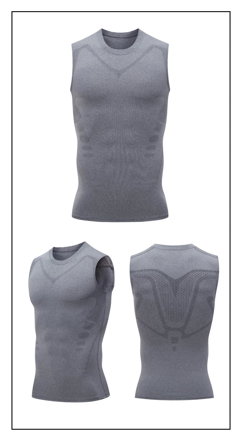 Compression Tank Top Men Gym Shirt Sleeveless Quick Dry Printing Sportswear Male Fitness Bodybuilding Vest Workout Muscle Top