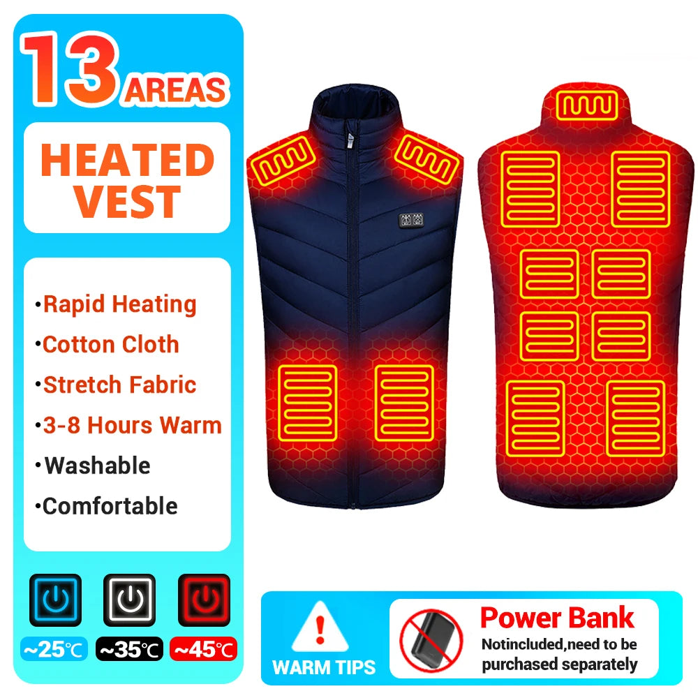 21 Heated Vest Winter Electric Heated Jackets Men Women Sportswear Heated Coat Coat Motorcycle USB Heating Jacket For Camping