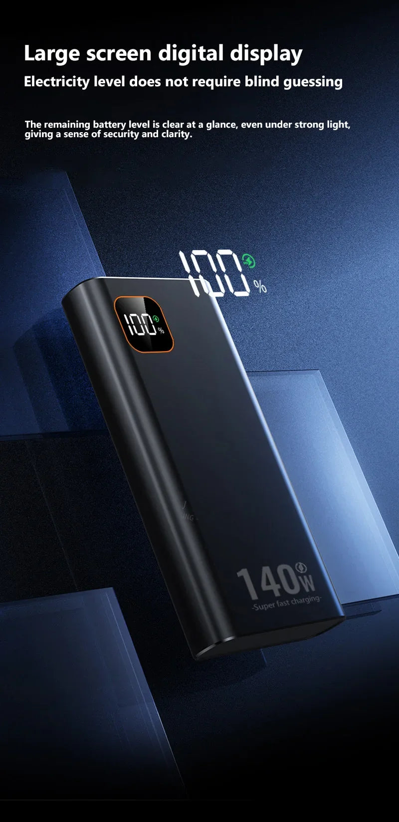 500000mAh Ultra Large Capacity Power Bank 140W Super Fast Charging Portable Mobile Power Digital Display External Battery