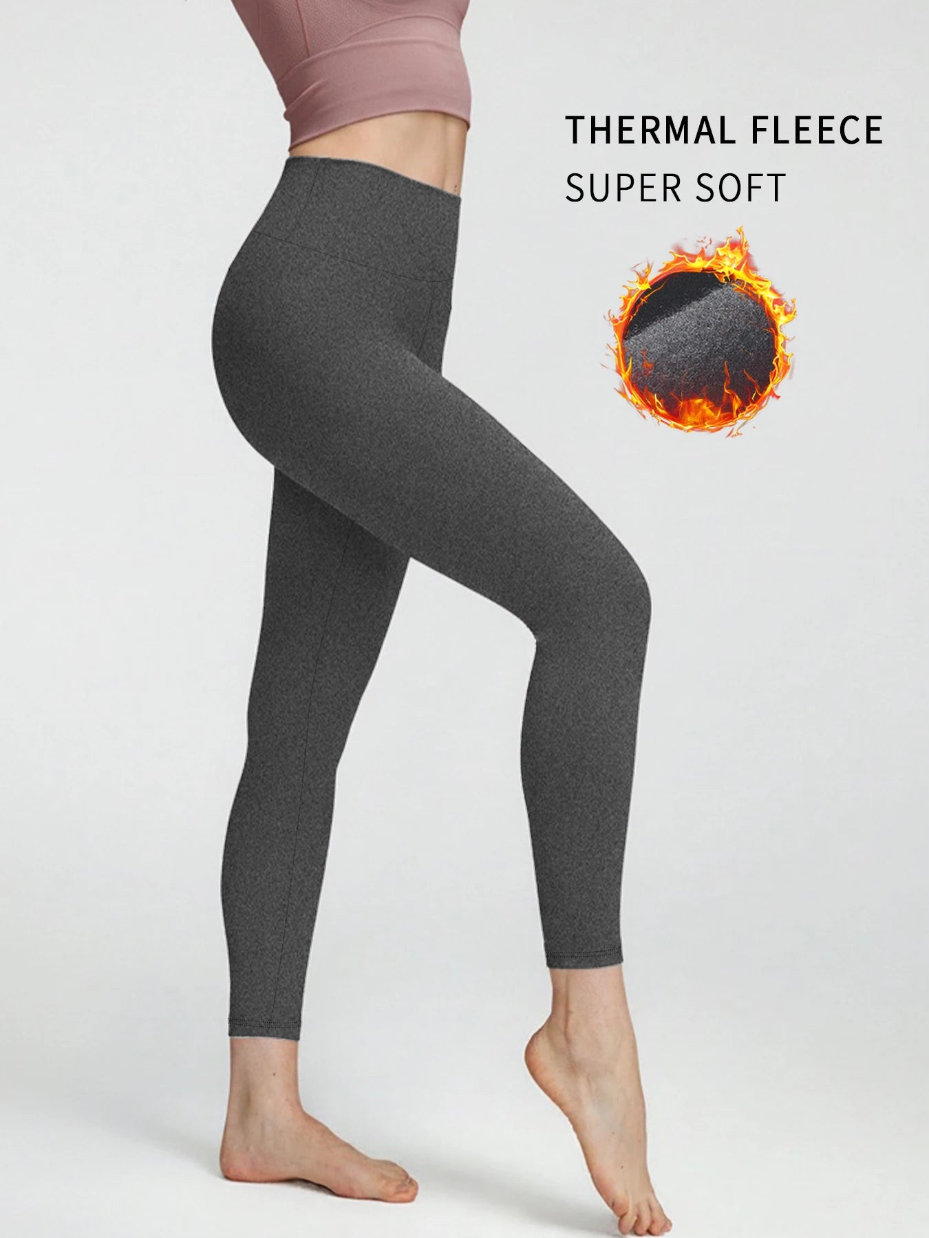 Thermal leggings for women featuring fleece lining and high waist design. Perfect for winter running and outdoor workout comfort