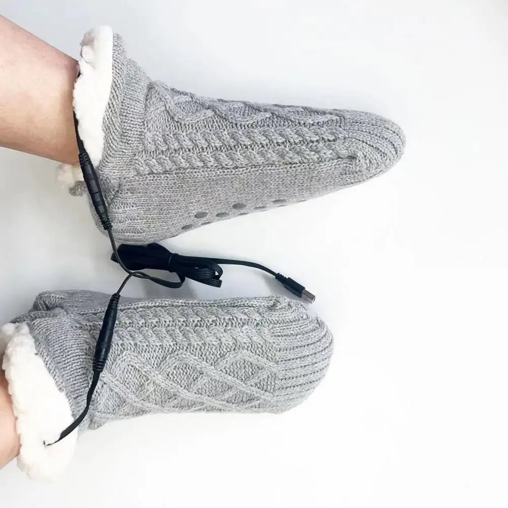 Winter USB Heated Socks Electric Knitted Heating Sock Warmth Outdoor Heated Boots Winter Thermal Socks Christmas Winter Socks