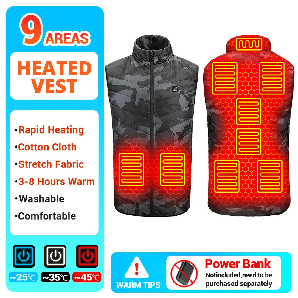21 Heated Vest Winter Electric Heated Jackets Men Women Sportswear Heated Coat Coat Motorcycle USB Heating Jacket For Camping