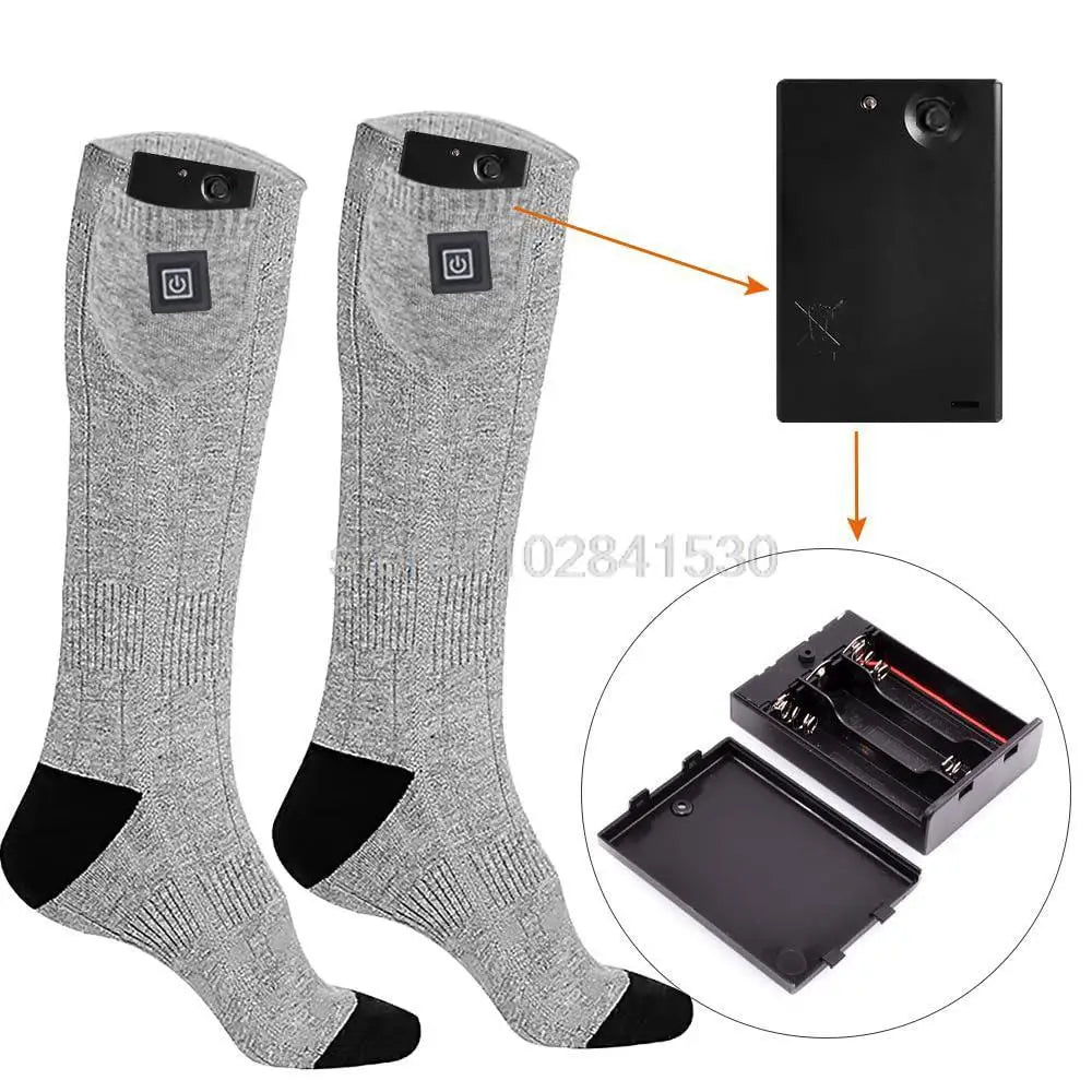 Winter Heated Socks Rechargeable Heating Socks with Battery Box Heated Socks Warmth Outdoor Heated Boots Snowmobile Ski Equipmen
