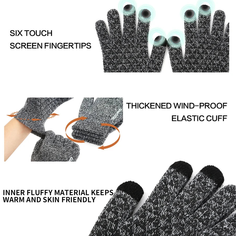 Winter Gloves for Men Women, Touch Screen Gloves, Upgraded Thicken Anti-Slip Silicone Gel, Thermal Soft Knit Lining