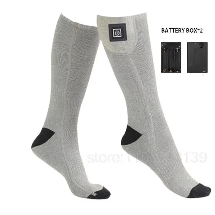 Winter Heated Socks With Battery Box Thermal Socks Women Men Heating Foot Warmer Electric Fever Socks Hiking Ski Warm Outdoor