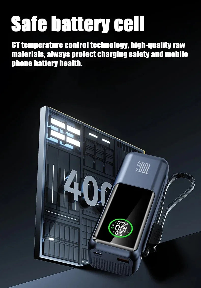 30000mAh Super Capacity Power Bank 100W Super Fast Charging Mobile Power Portable External Power For IOS Android Laptop Tablet