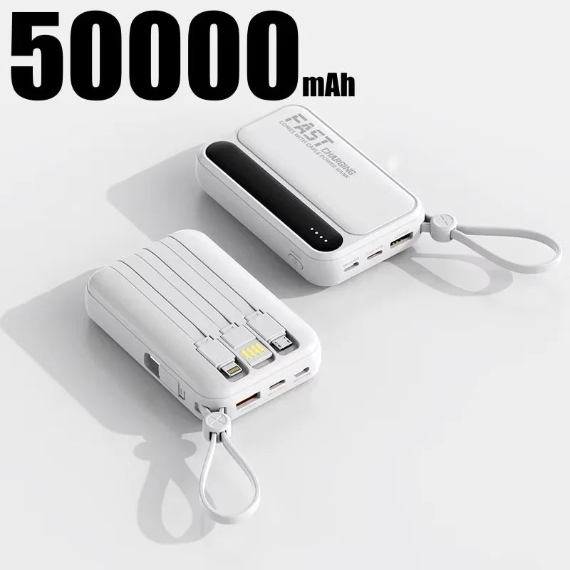 Large Capacity 500000mAh Power Bank 120W 4-in-1 Cables Intelligent Digital Display Portable Powerbank for iPhone