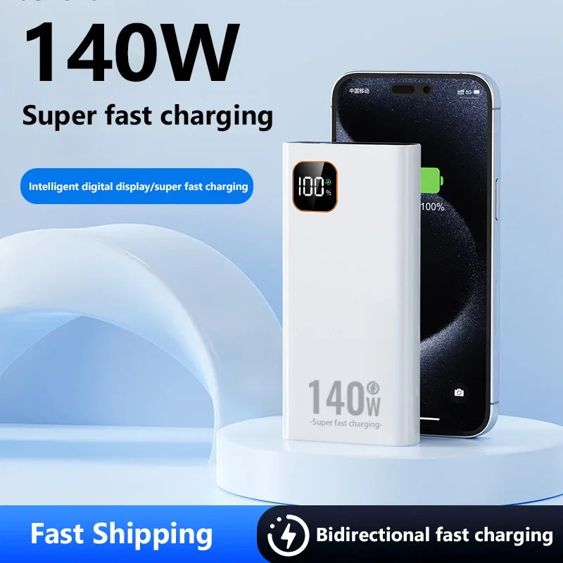 500000mAh Ultra Large Capacity Power Bank 140W Super Fast Charging Portable Mobile Power Digital Display External Battery
