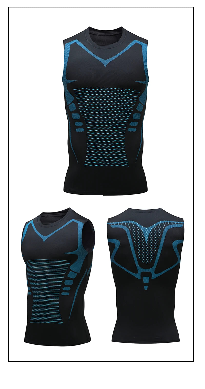 Compression Tank Top Men Gym Shirt Sleeveless Quick Dry Printing Sportswear Male Fitness Bodybuilding Vest Workout Muscle Top