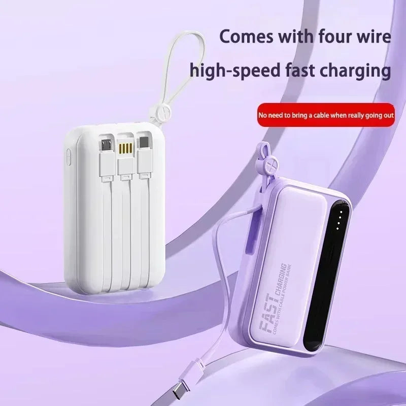 Large Capacity 500000mAh Power Bank 120W 4-in-1 Cables Intelligent Digital Display Portable Powerbank for iPhone