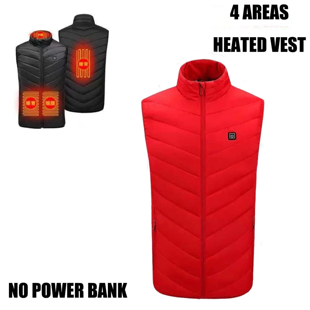 Heated Vest for Men and Women, USB Heated Jacket, Sportswear, Coat, Outdoor, Hunting, New, 9 Areas, 4XL, Winter