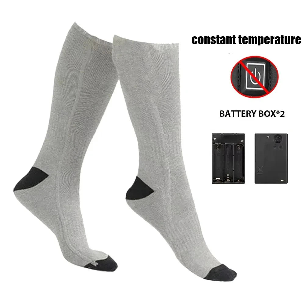 Winter Heated Socks with Battery Box Thermal Socks Women Men Heating Foot Warmer Electric Fever Socks Hiking Ski Warm Outdoor