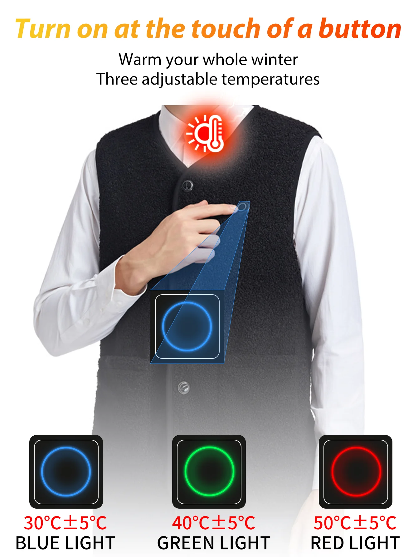 16 Areas Heated Vest Teddy Velvet V-neck for Men Women USB Electric Temperature Control Vest 3-speed Adjustable Heating Jacket