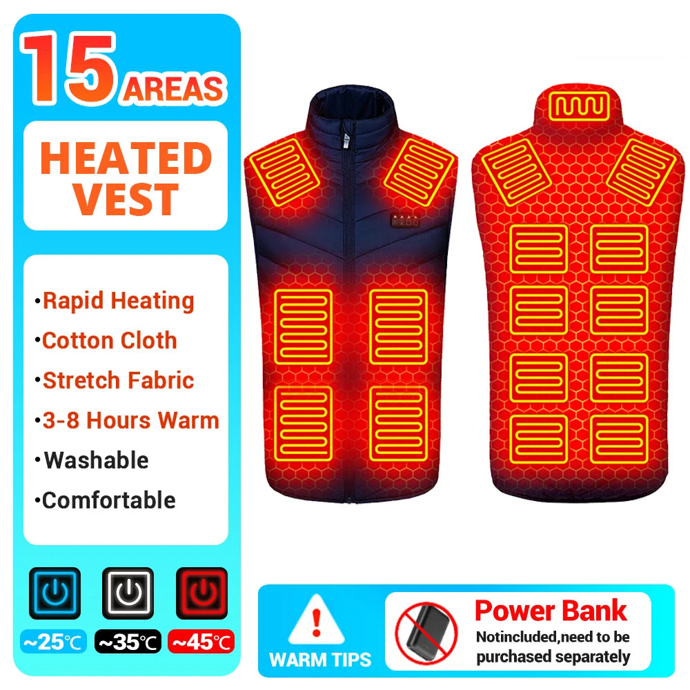 21 Heated Vest Winter Electric Heated Jackets Men Women Sportswear Heated Coat Coat Motorcycle USB Heating Jacket For Camping