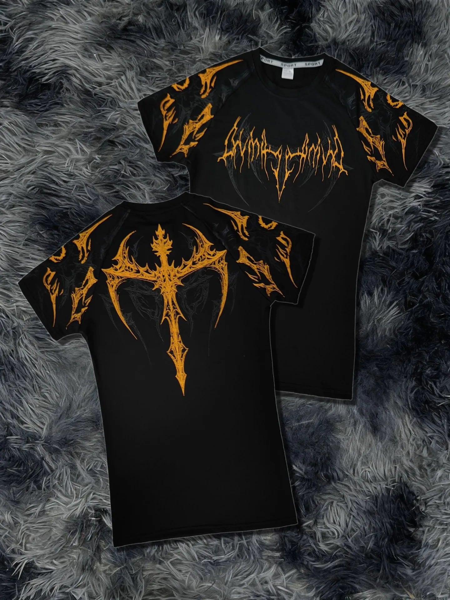 Compression T-shirt Gothic Metal Print Men Women Punk Streetwear Short Sleeve Fitness Top Slim Fit Y2k Aesthetic Unisex Gym Tee