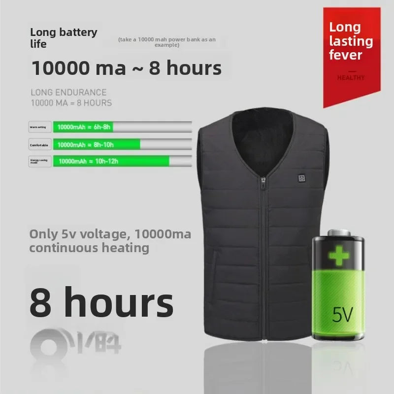Heated Vest for Men Women 12-Zone Smart Electric Heating Vest USB Rechargeable Thermal Fleece Lined Winter Warm Vest Outdoor