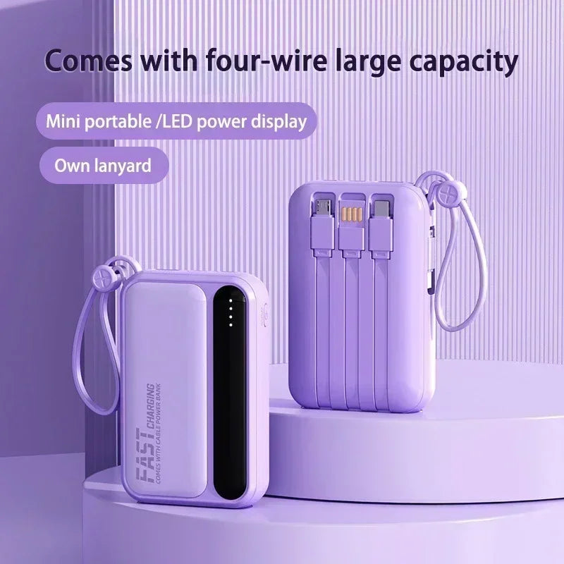 Large Capacity 500000mAh Power Bank 120W 4-in-1 Cables Intelligent Digital Display Portable Powerbank for iPhone
