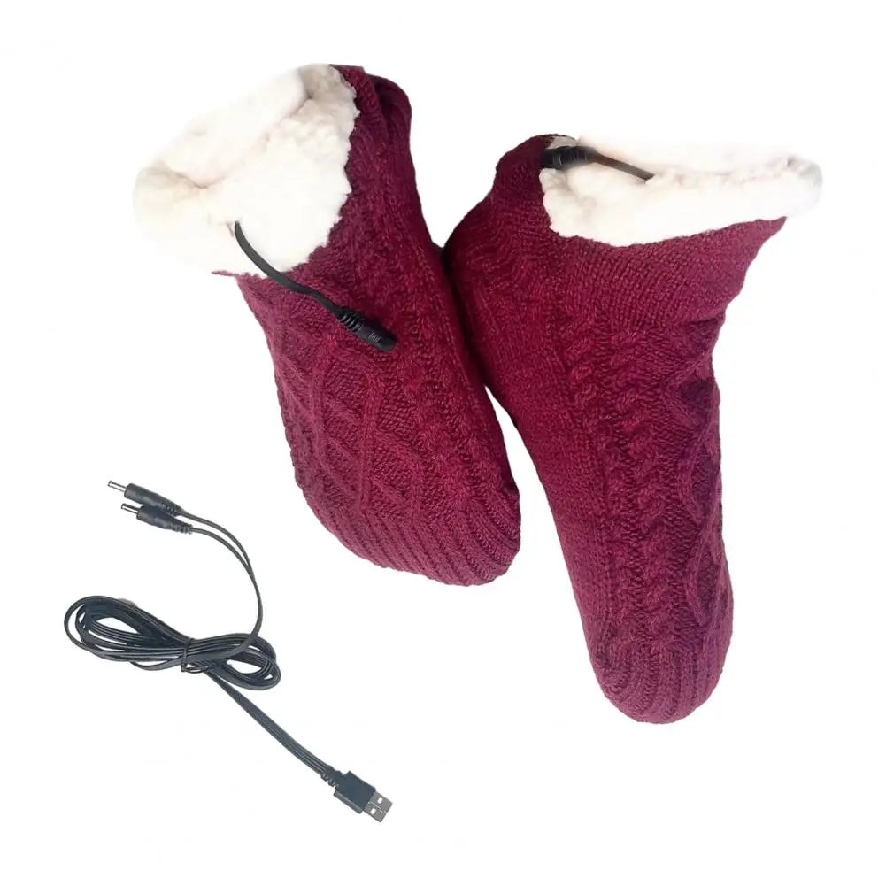 Winter USB Heated Socks Electric Knitted Heating Sock Warmth Outdoor Heated Boots Winter Thermal Socks Christmas Winter Socks