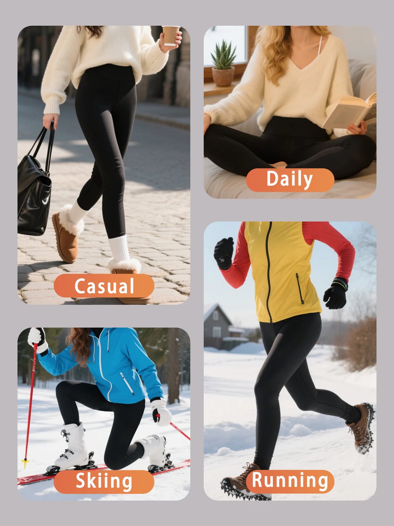 Thermal leggings for women featuring fleece lining and high waist design. Perfect for winter running and outdoor workout comfort