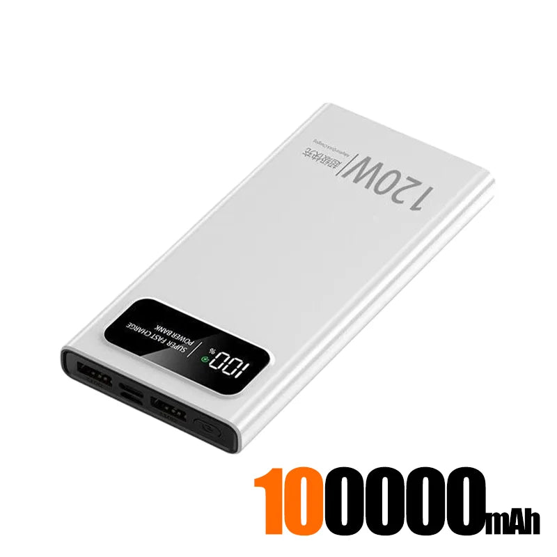 500000mAh 120W Super Fast CharginPower Bank g Portable Mobile Power Ultra large Capacity Digital Display External Battery 