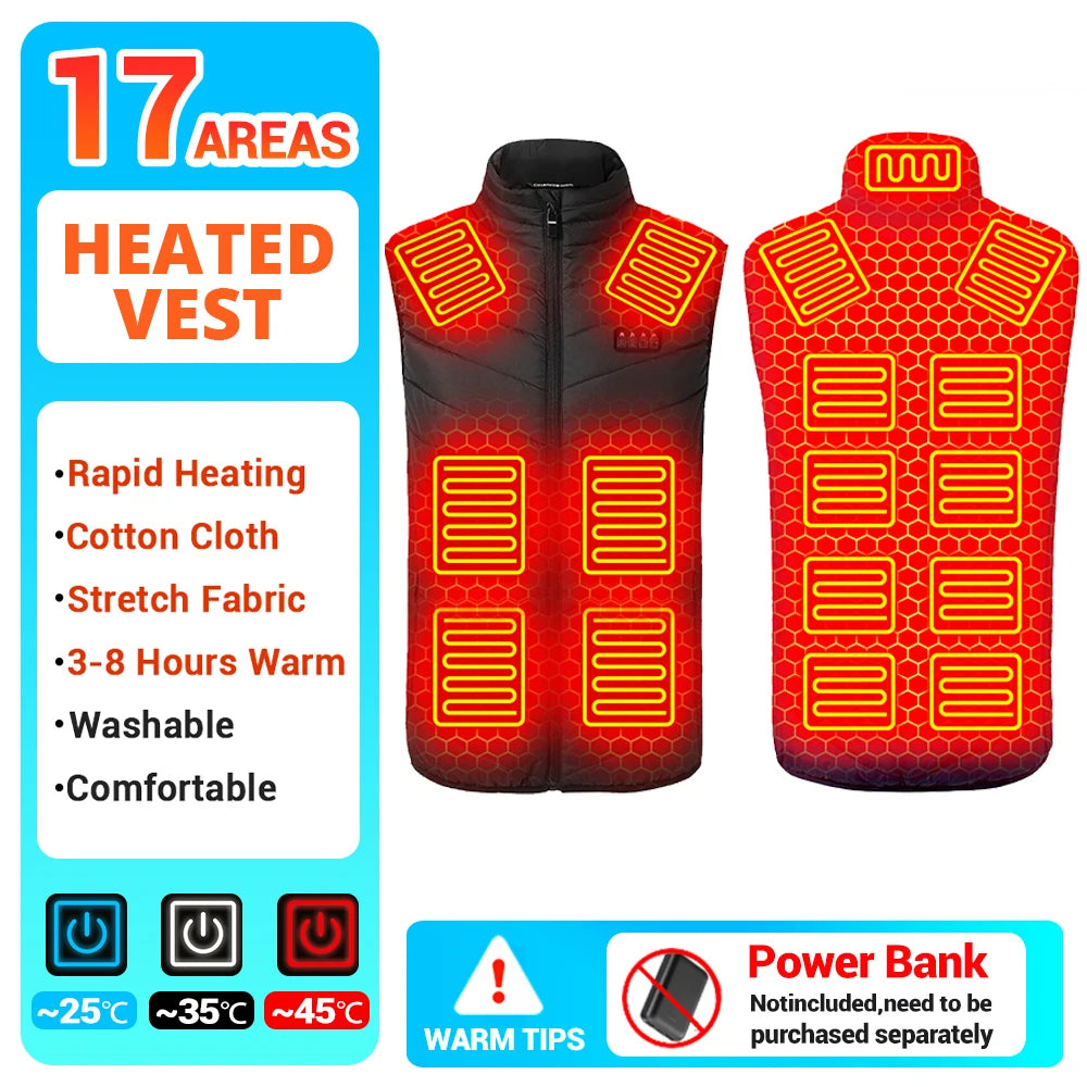 21 Heated Vest Winter Electric Heated Jackets Men Women Sportswear Heated Coat Coat Motorcycle USB Heating Jacket For Camping