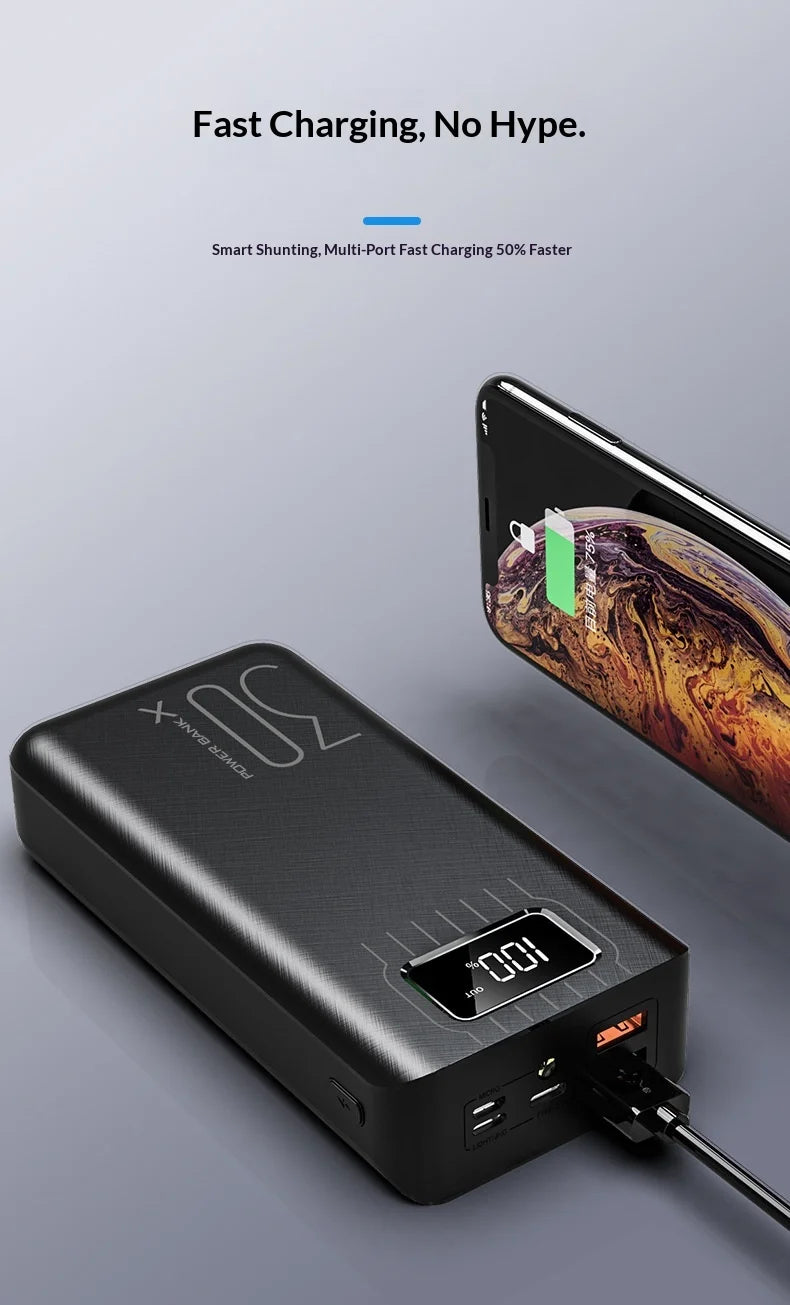 Power bank with a large capacity of 30000 mAh fast charging for mobile phones mobile power bank charging digital display