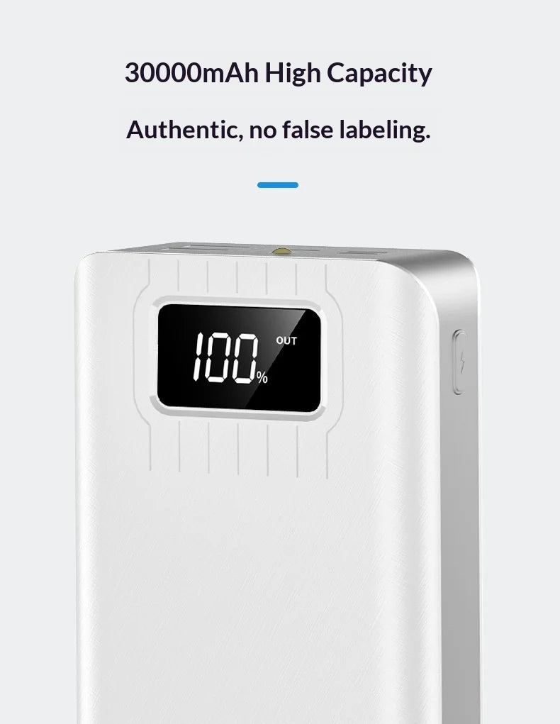 Power bank with a large capacity of 30000 mAh fast charging for mobile phones mobile power bank charging digital display