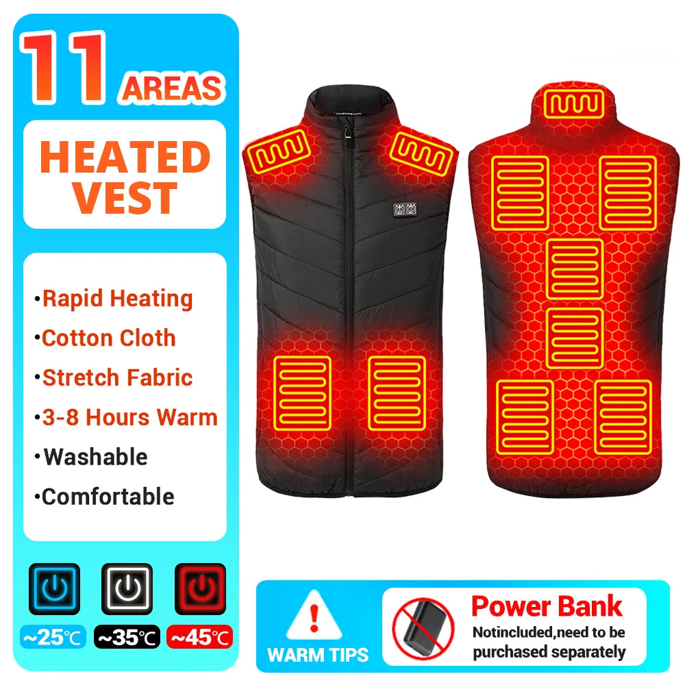 21 Heated Vest Winter Electric Heated Jackets Men Women Sportswear Heated Coat Coat Motorcycle USB Heating Jacket For Camping