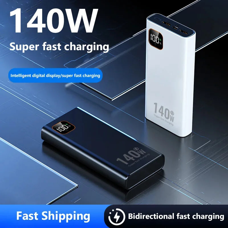 500000mAh Ultra Large Capacity Power Bank 140W Super Fast Charging Portable Mobile Power Digital Display External Battery